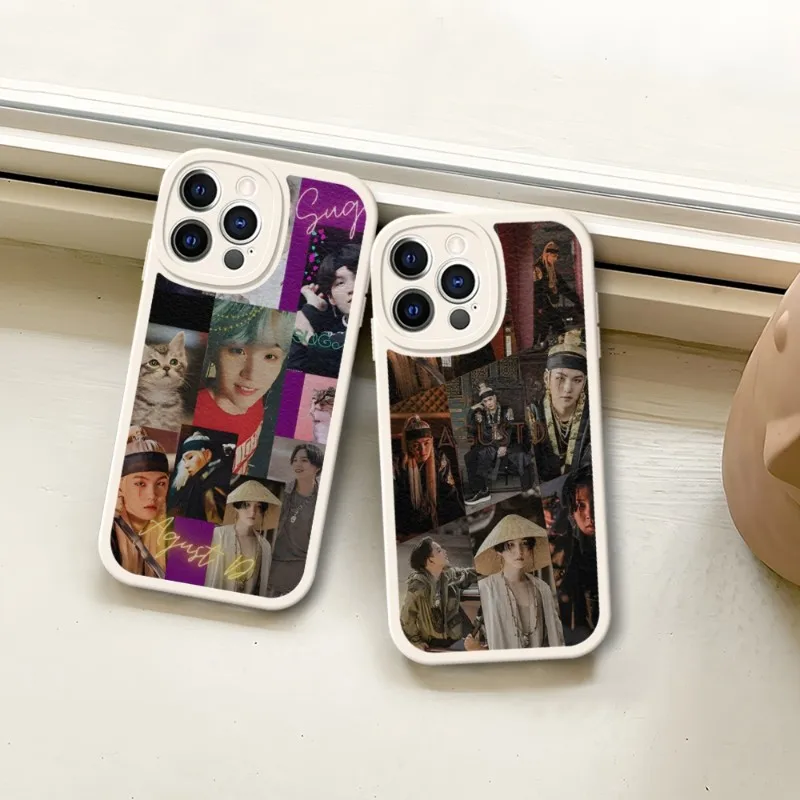 

Agust D Suga Phone Case White For IPhone 14 11 13 12 Pro Max Mini Xs X Xr 7 8 Plus SE2020 Leather Silicone Soft Texture Coque