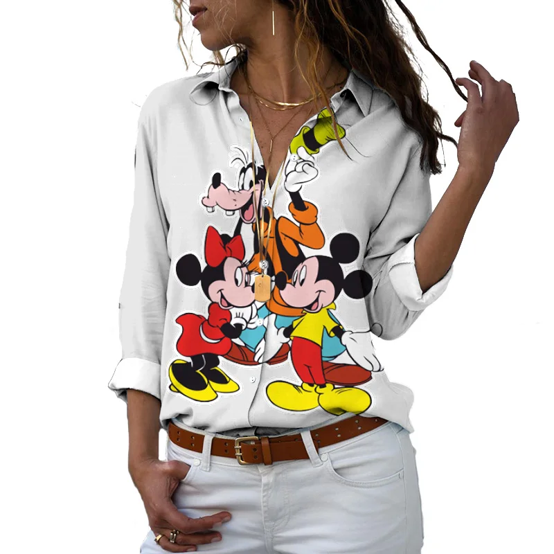 

Women Blouse Disney Mickey Minnie Long Sleeve Long Sleeve Spring And Autumn Long Sleeve Fashion New Top Casual Work Wear Blouses