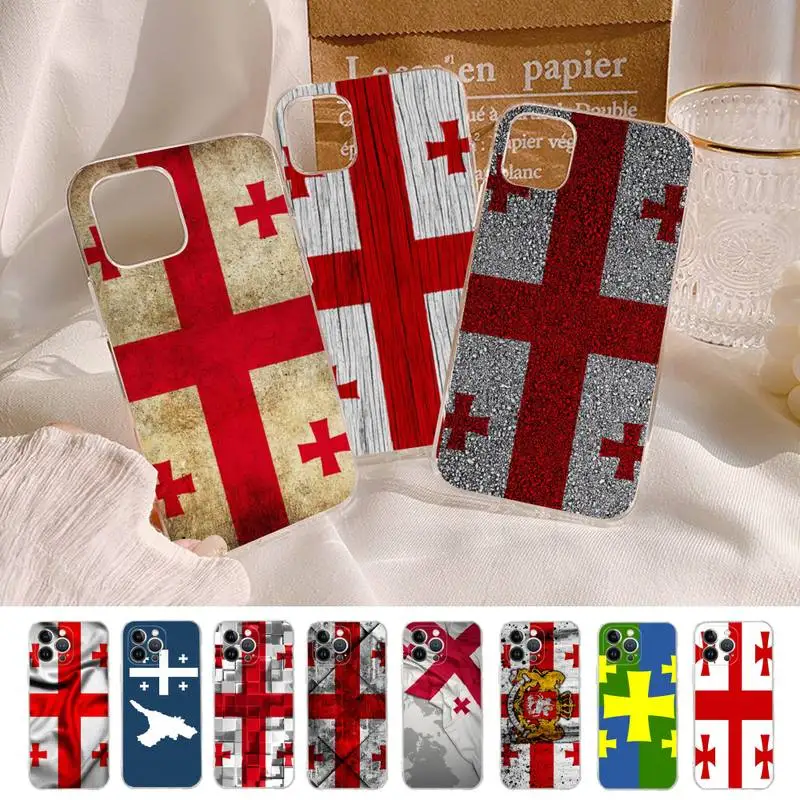 

Georgia flag Phone Case Silicone Soft for iphone 14 13 12 11 Pro Mini XS MAX 8 7 6 Plus X XS XR Cover
