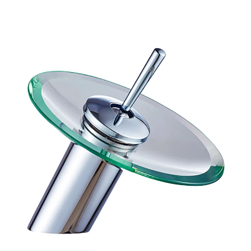 Стеклянный смеситель водопад для раковины в ванной комнате с одной ручкой