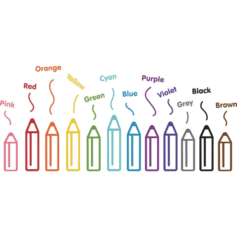 Мультяшные радужные карандаши настенные наклейки самоклеящиеся цветные для