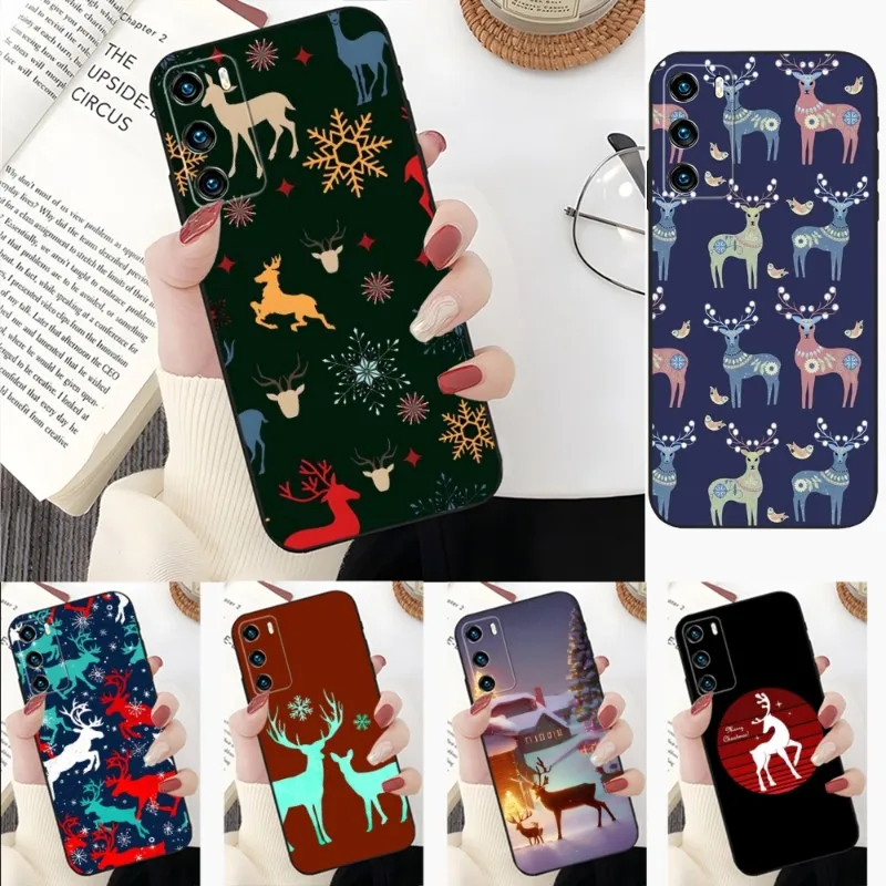 Чехол для телефона с рождественским оленем Huawei P50 P50Pro P40 P30 P20 P10 P9 Pro Plus P8 P7 Psmart Z 2022