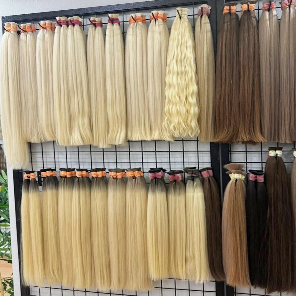 Фото Shinehair, оптовая продажа, прямые человеческие волосы, 100% настоящие человеческие волосы для наращивания, 16А, натуральный черный пучок волос, блондинка 613 №2