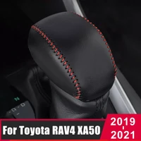 leather car gear head shift knob cover gear shift collars fit for toyota rav4 rav 4 xa50 mk5 2019 2020 2021 2022 accessories