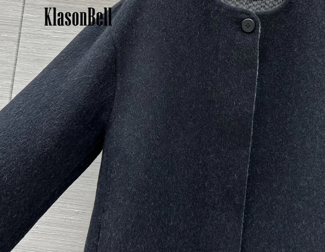 11 26 KlasonBell винтажное модное пальто с шарфом двухцветное шерстяное из альпаки