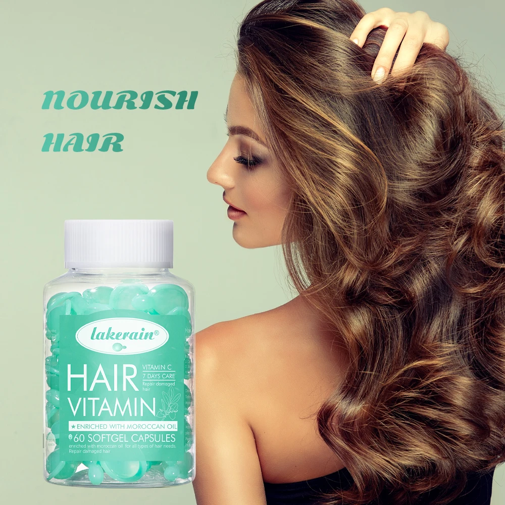 60pcs/bottle Repair Damaged Hair with Portable Hair Serum Capsules, Infused with Moroccan Hair Oil Smooth Silky