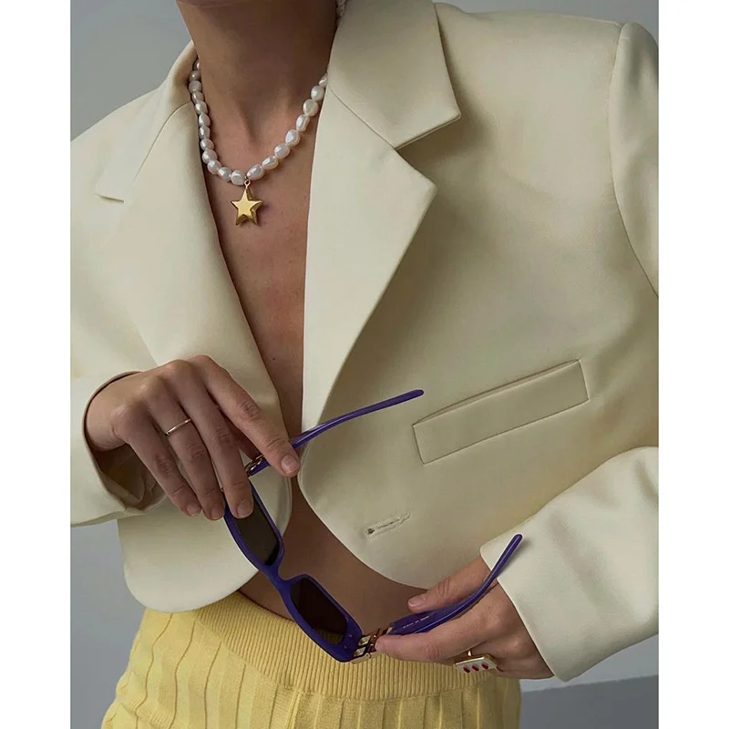 

Новинка 2023 Женское пальто индивидуальный однотонный маленький универсальный короткий костюм с длинным рукавом Женский блейзер