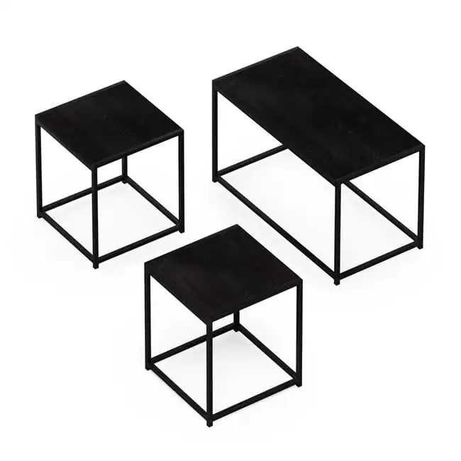 

Modern Living Room Table Set with One Coffee Table and Two End Tables, Americano