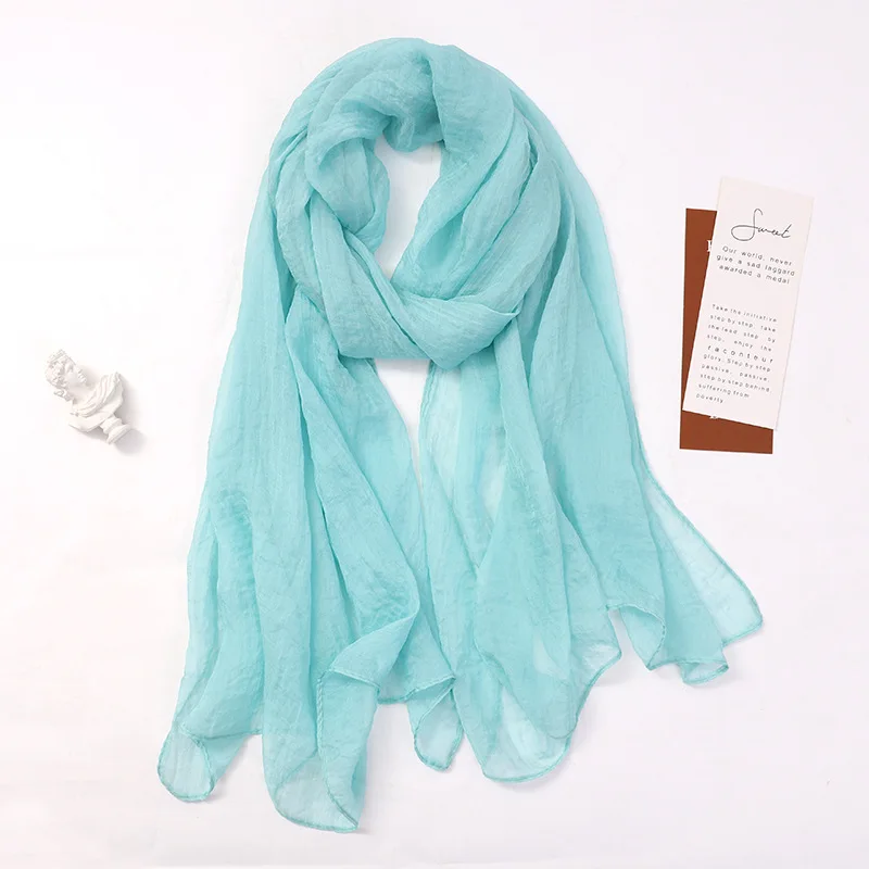 

Fashion Plain Scarf Women Silk Scrves Long Soft Wrap Simulation Silk Shawl Ladies Beach Scarf Shawl Bandana Neckerchief