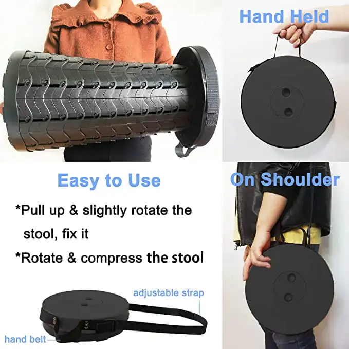 

Retractable, Portable, Sturdy, Durable Black Camping/Outdoor Stool - Comfortably Enjoy the Outdoors!