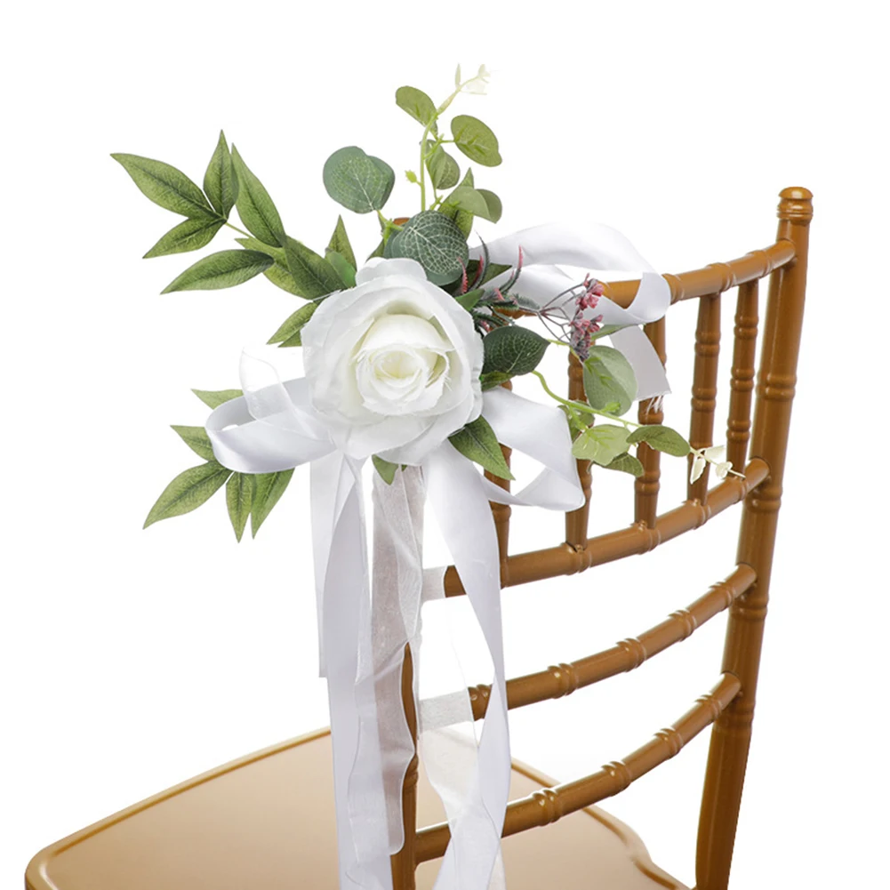 

Wedding Chair Decoration Artificial Flowers Bouquet Fake Flowers for Boho Wedding Ceremony Reception Church Chair Bench