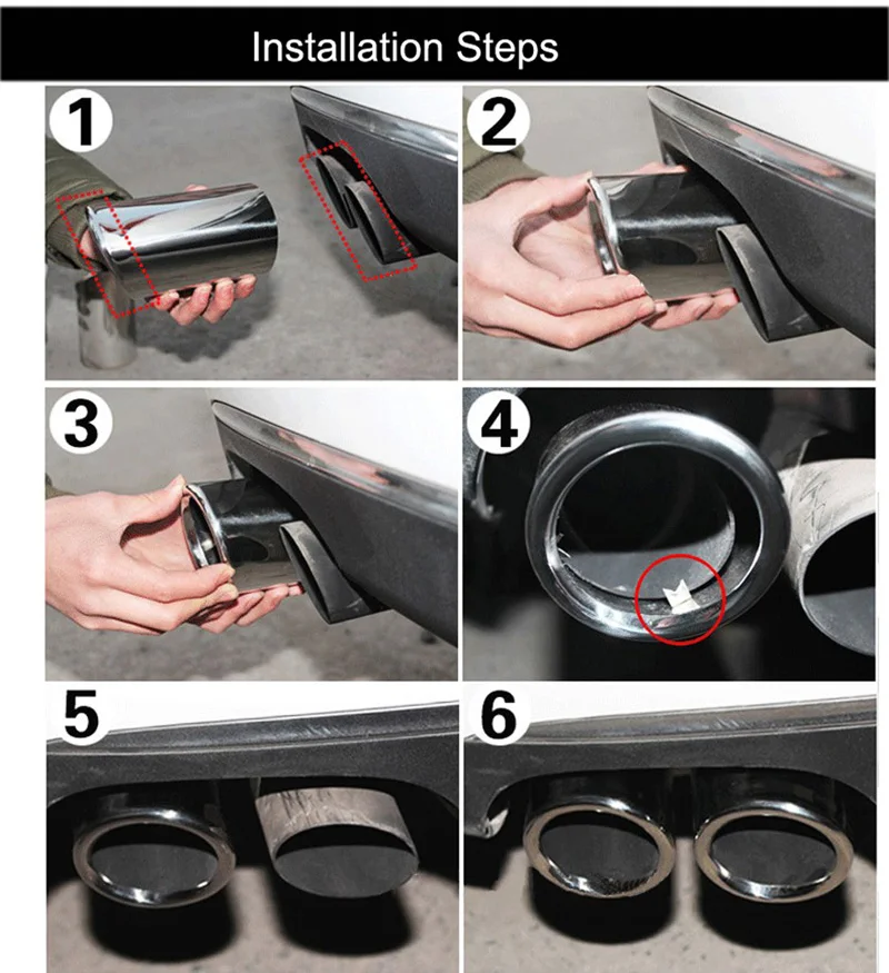 Автомобильный глушитель выхлопной трубы с черным хромированным покрытием из