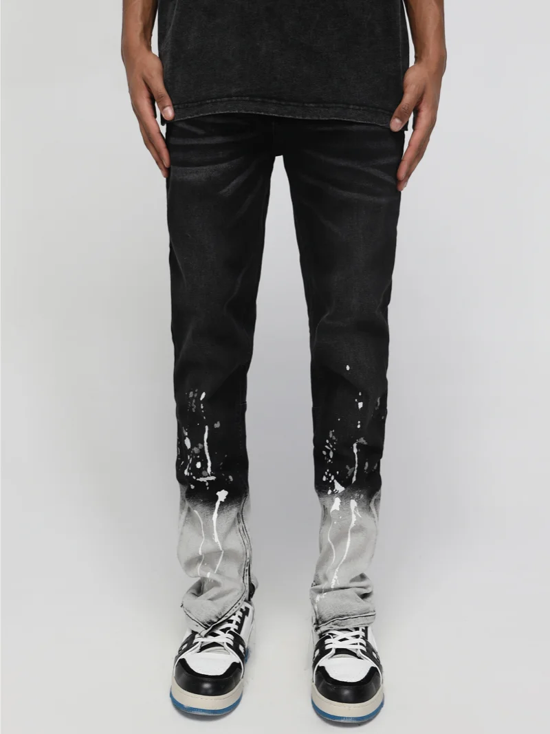 Graffiti Printed Denim Jean y2k Mens Bottom Zipper Distressed Biker Jeans Pants  Fashion High-street Slim Pants Joggers Trousers