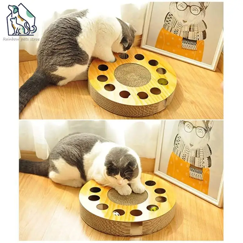 

Rainbow Cat Toy with Sturdy Scratching Pads and 2 Jingly Balls for All Ages of Cats