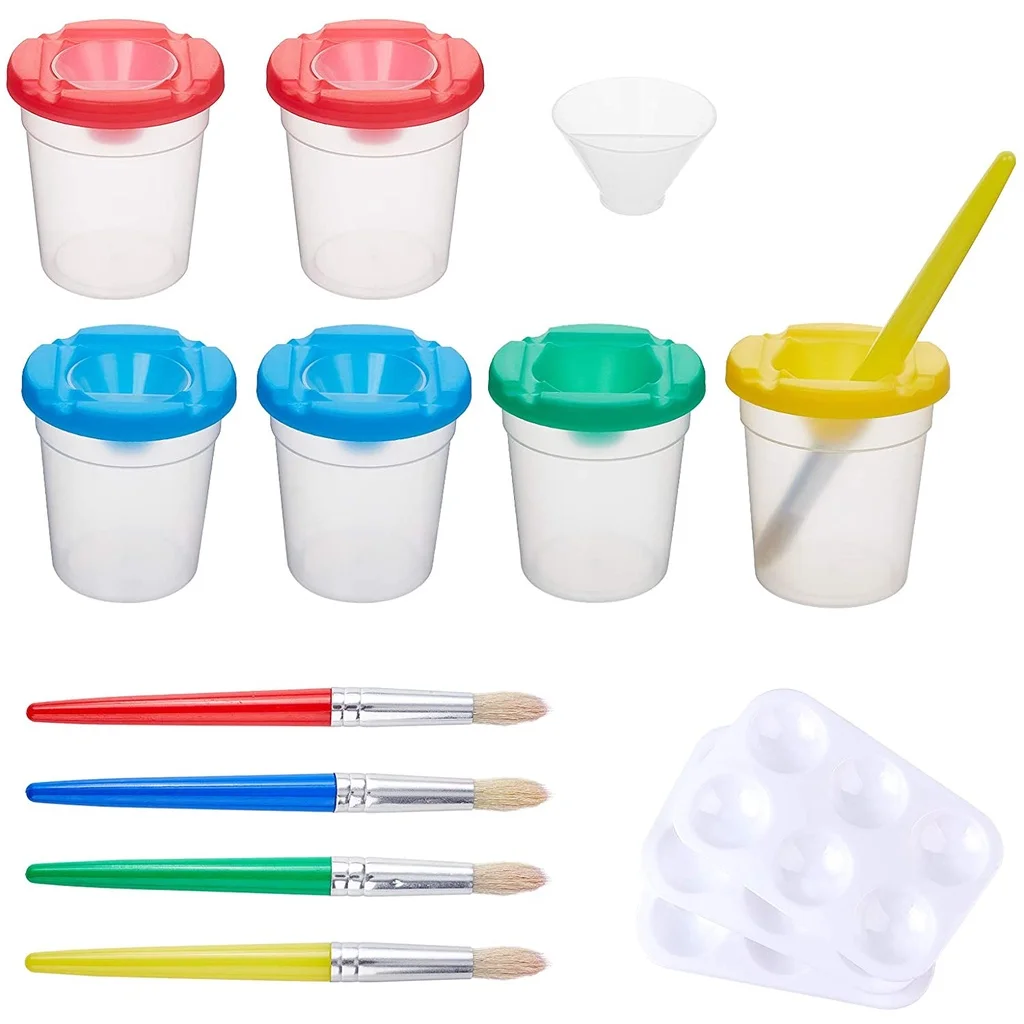 

Набор инструментов для рисования включает 6 шт. чашек для рисования с крышками 3 шт. лоток для палитры 4 шт. набор кистей художественные прина...