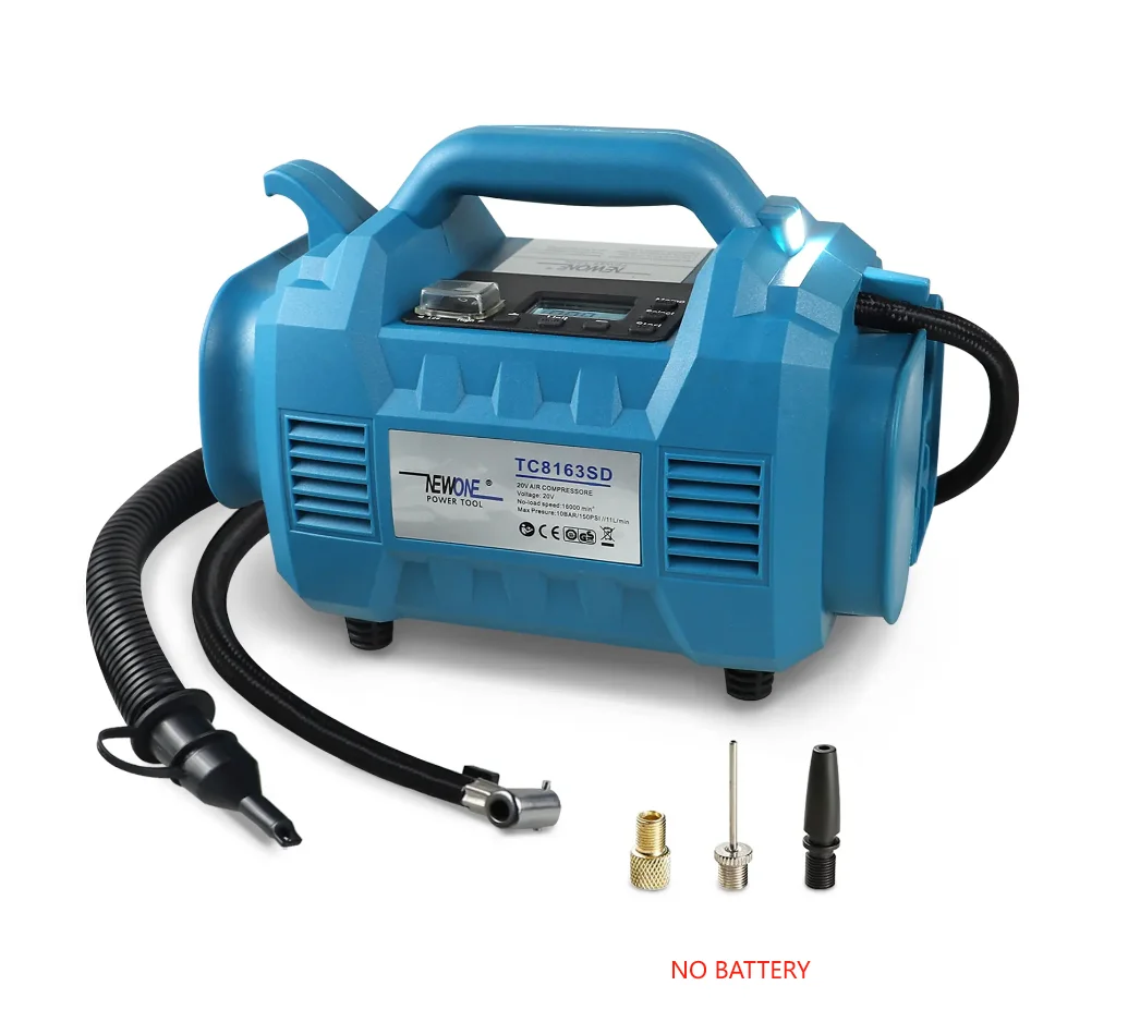

18V NEWONE Tire Inflator 150PSI Воздушный компрессор, Портативный автомобильный насос для шин, Многофункциональный источник питания 20V DC Аккумулятор для батареи Makita