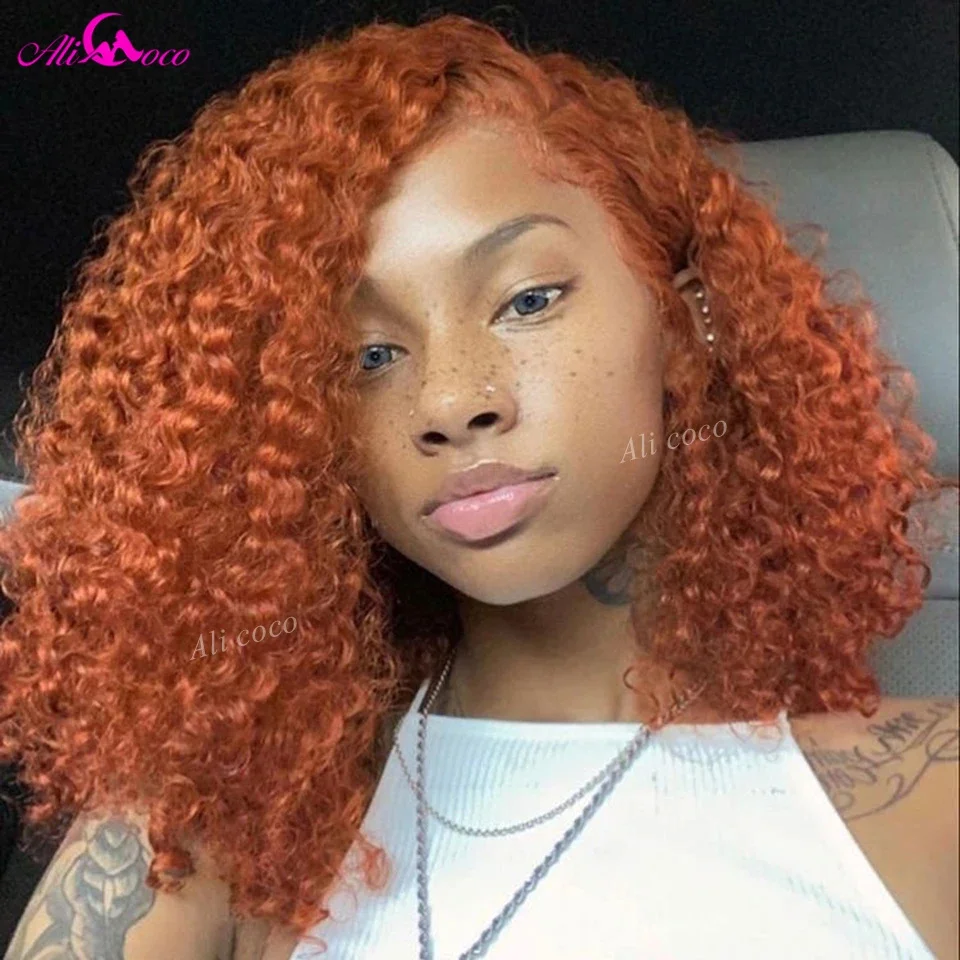 180 плотность парик из человеческих волос с короткими вьющимися волнистыми