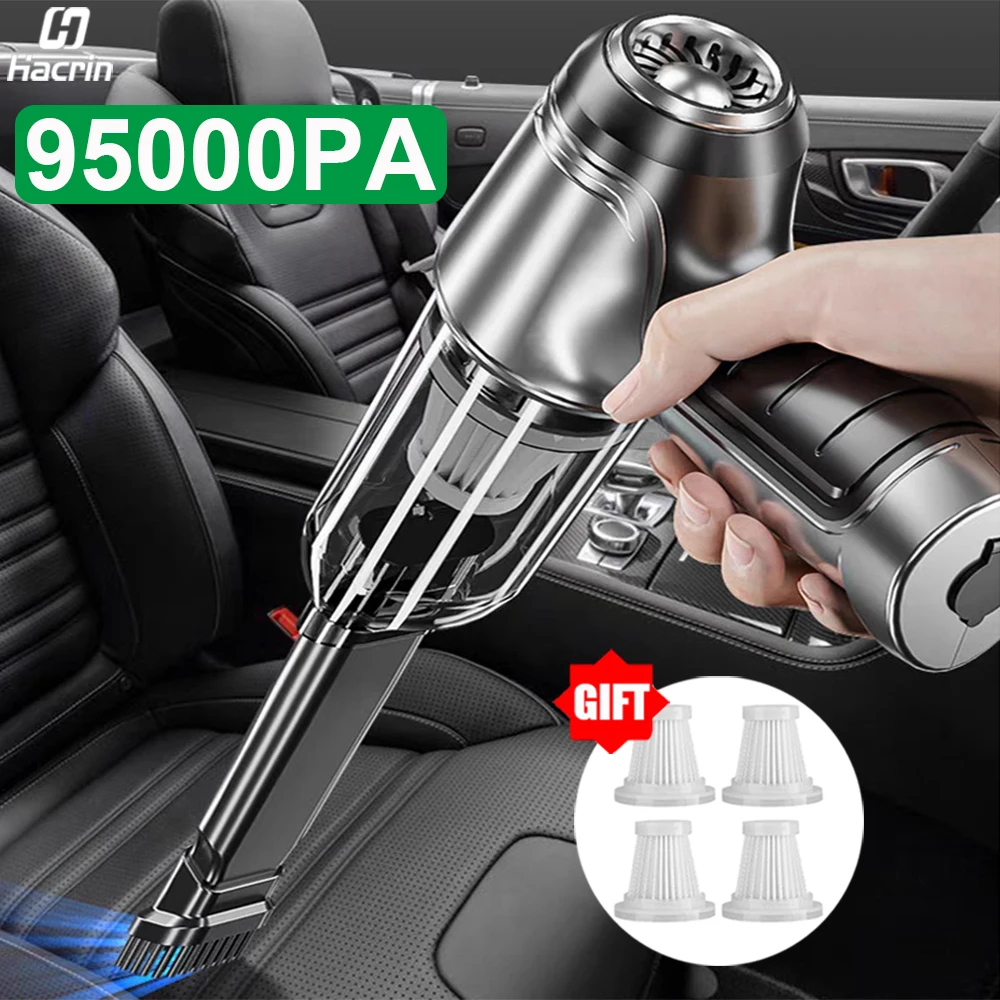 Car Vacuum Cleaner 95000PA Strong Suction Handheld Wireless Vacuum Cleaner Blower 2 in 1 Portable Vacuum Cleaner For Car Home