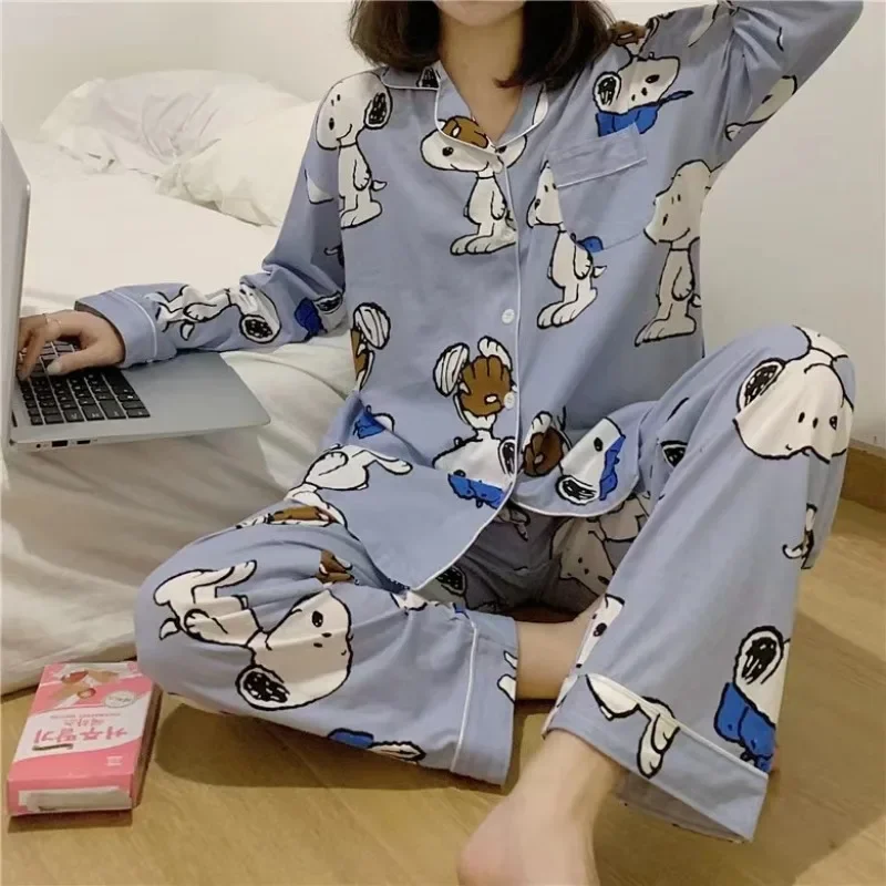 Пижамный комплект Snoopy Женский удобный кардиган из молочного шелка одежда для сна