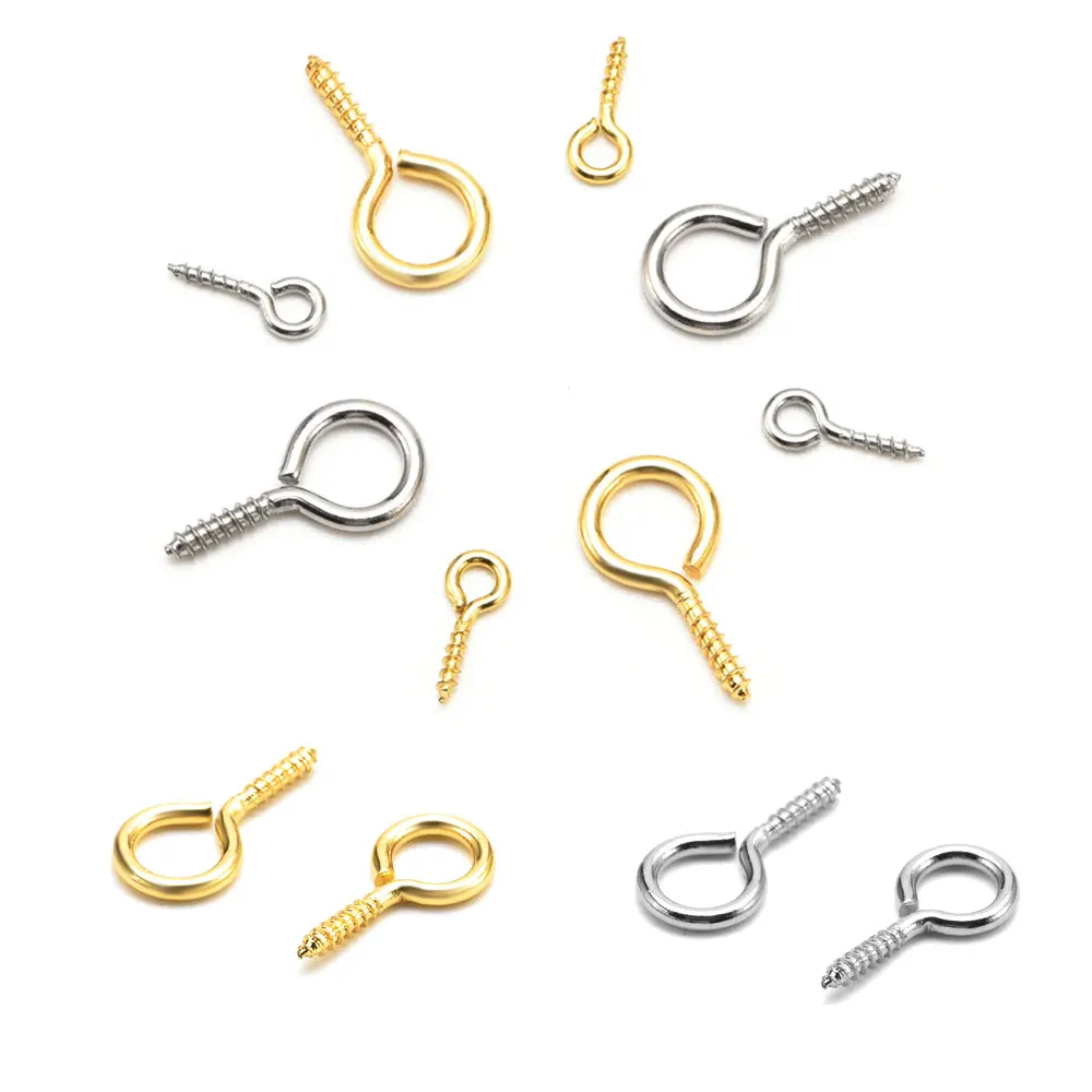 

100-50 шт., резьбовые крючки для булавок, из нержавеющей стали