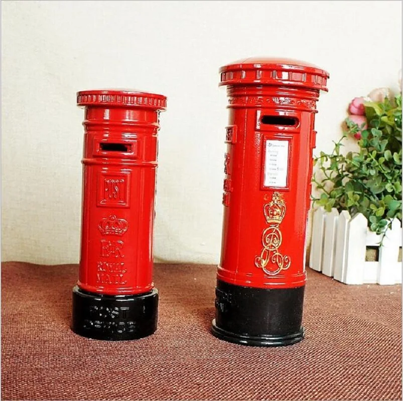Crafts Piggy Bank Home Decoration Alloy Postal Box Money Box Money Coin Bank Kids Gift