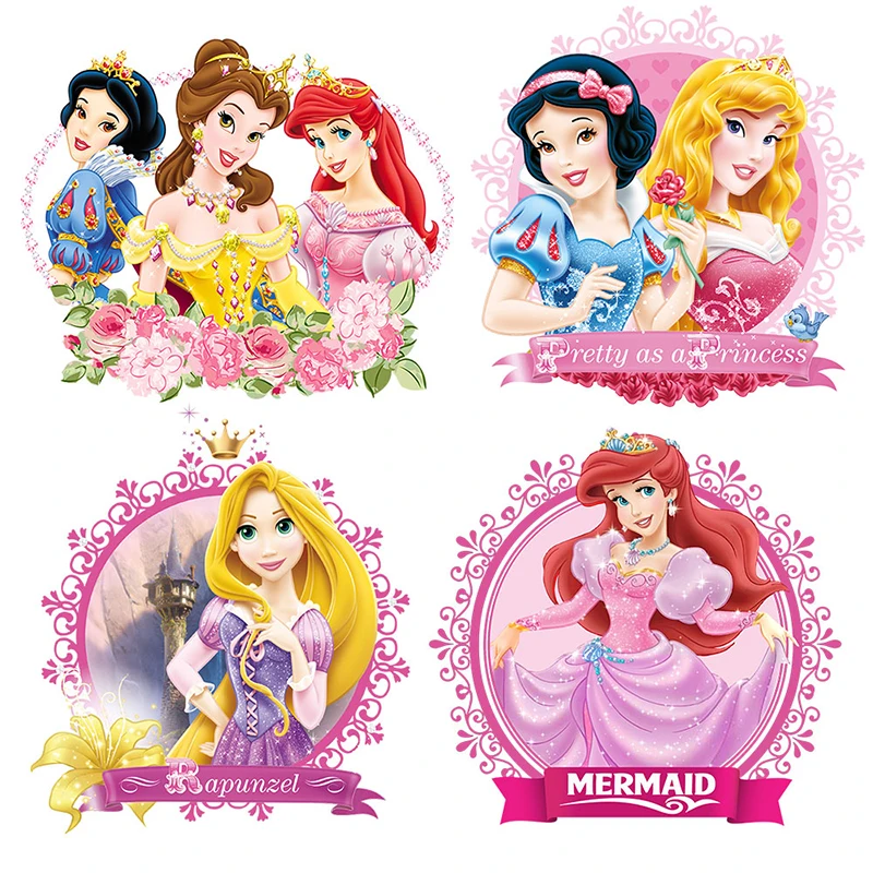 

Snow White Patches For Kids Clothing Rapunzel Princess Iron Sticker Blond Hair Girl transfert thermocollants Clothes applique