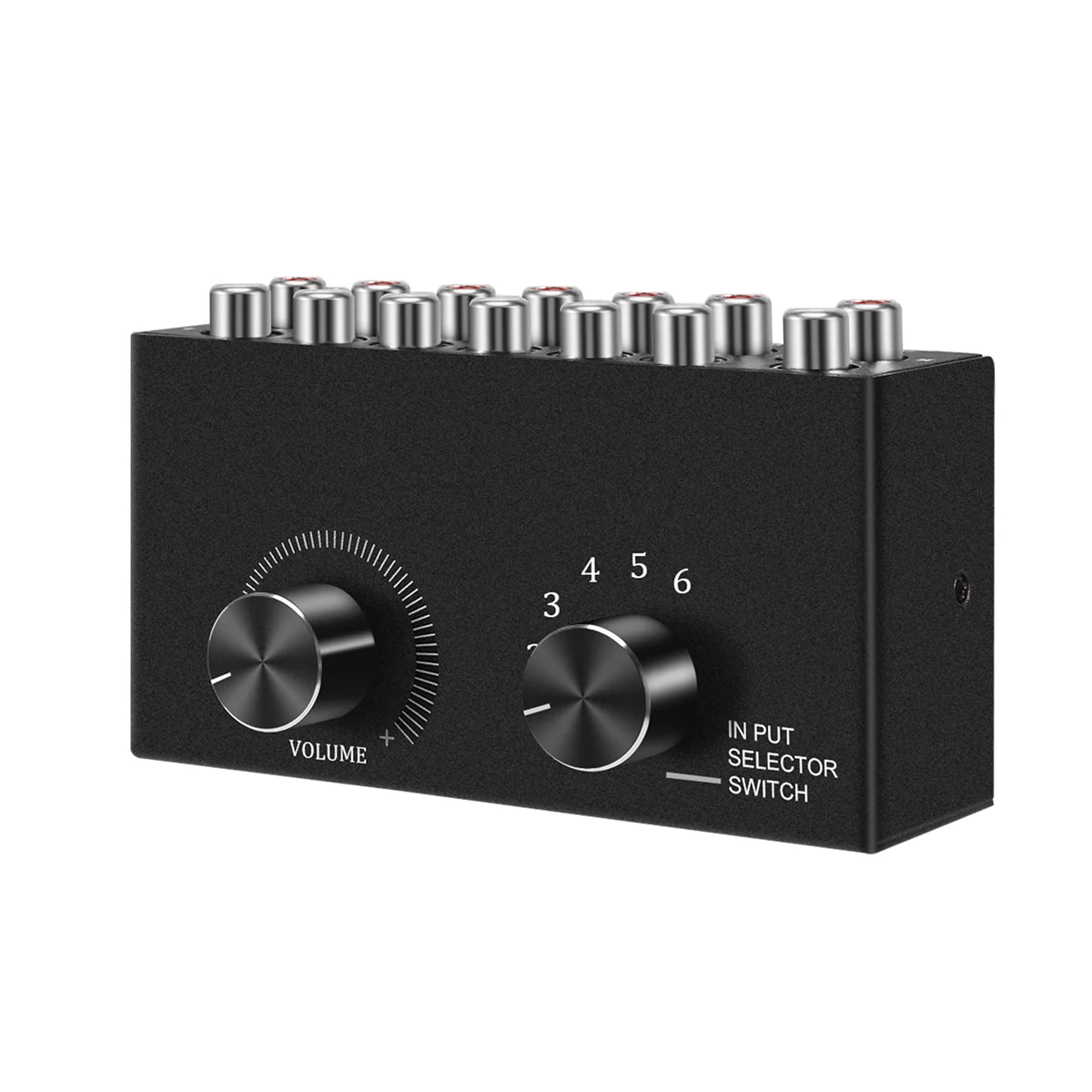 

6 in 1 Out L / R Stereo Audio Switcher with Mute Button Portable RCA Stereo Audio Switch Audio Splitter