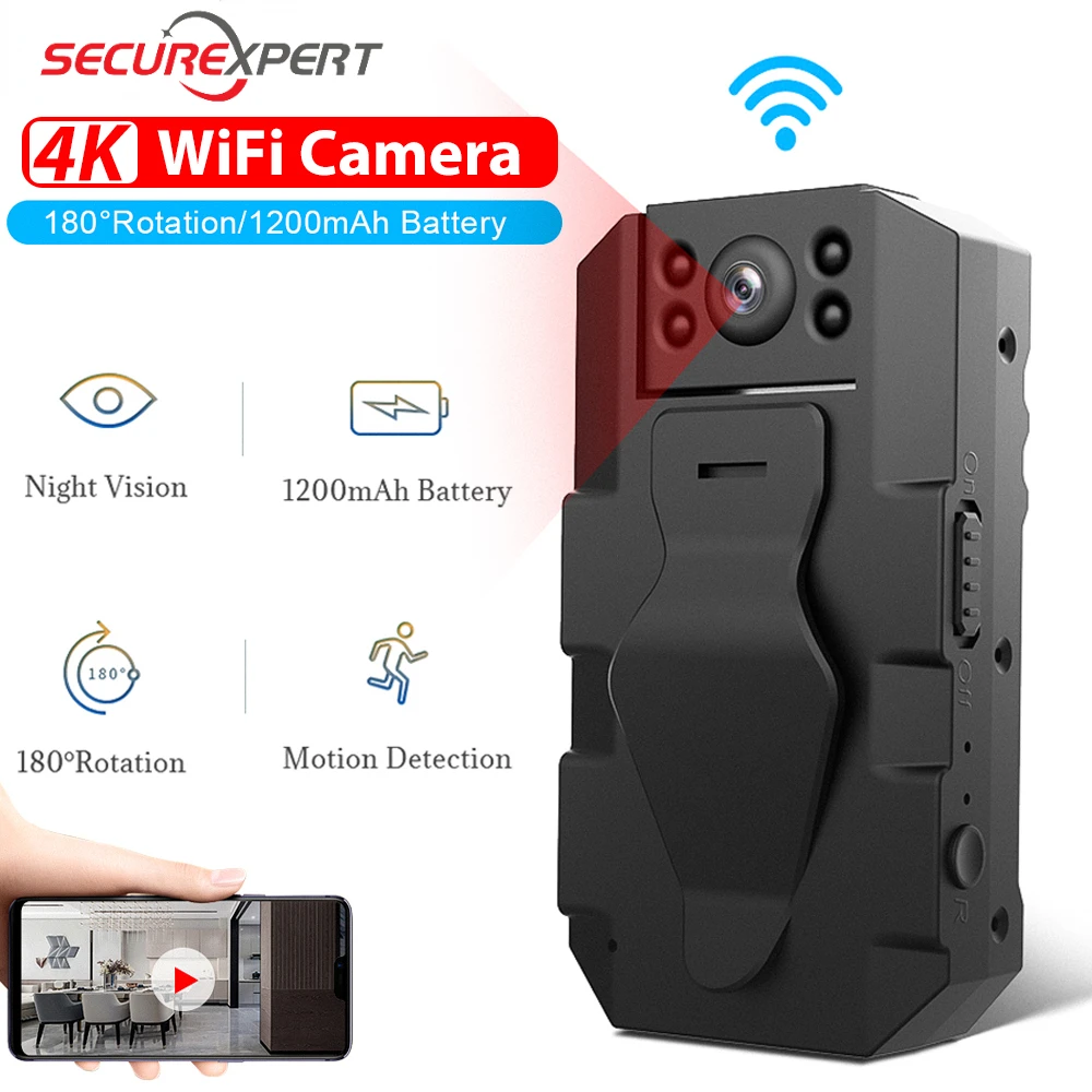 

Full HD Portable Mini Camera Wifi 4K 180° Rotation Micro Camcorder Record Wireless Video Surveillance Night vision Nanny Cameras