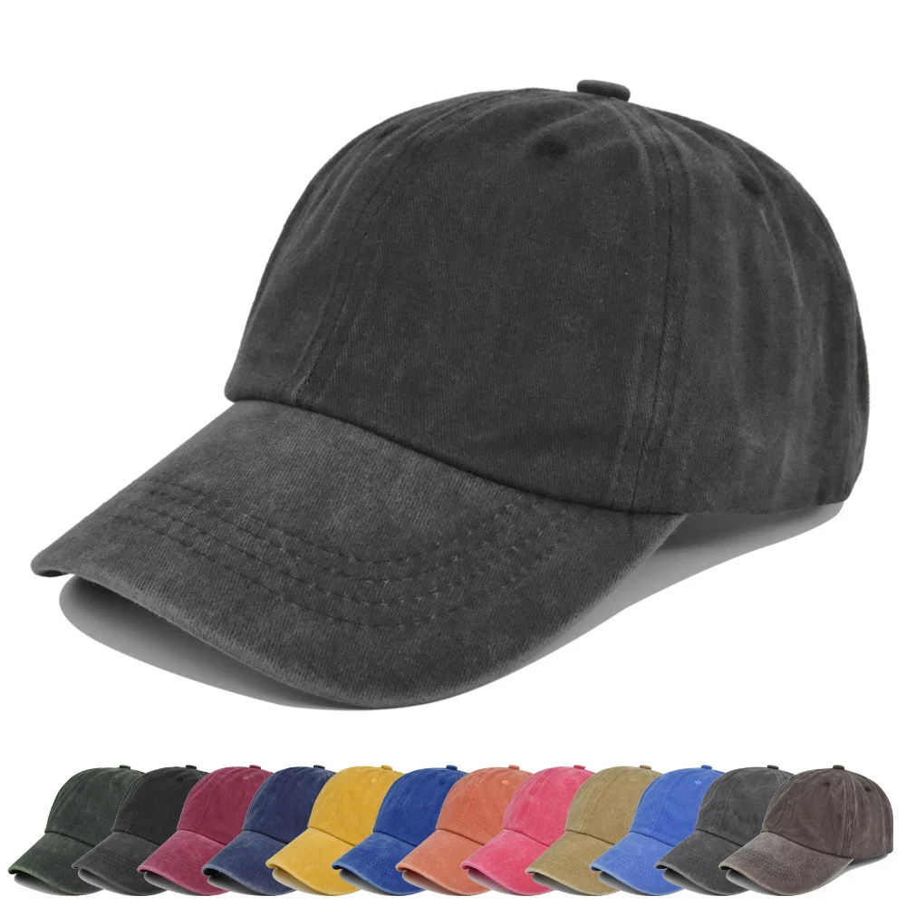 

Plain Blank Baseball Cap Vintage Distressed Dad Hat Washed Cotton Sun Hat Sports Cap Unisex Snapback Hat