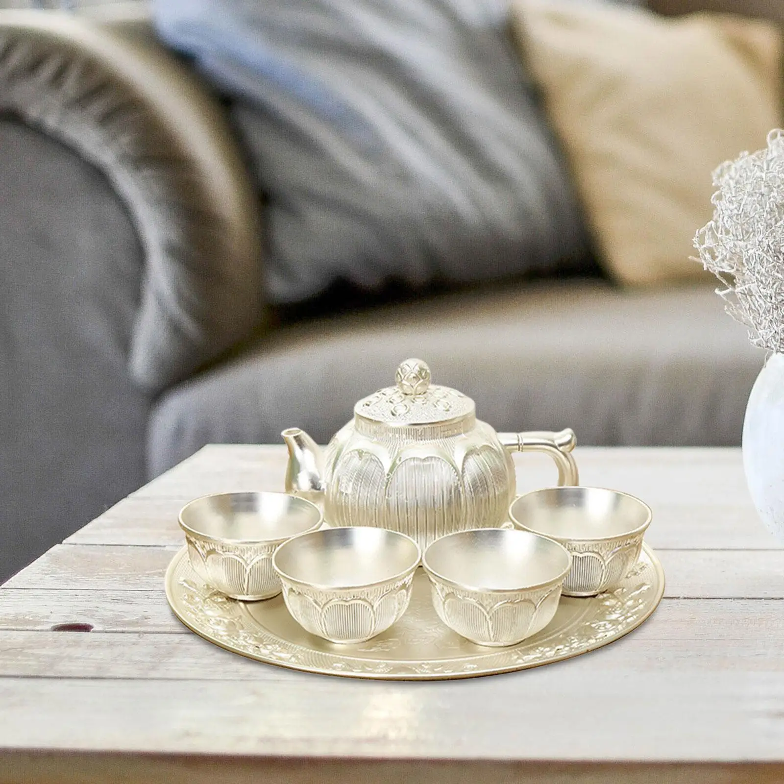 

6x Tea Cup Set Afternoon Party Tea Set Teapot Teacups and Tray for Anniversary Home and Office Thanksgiving Weddding Gifts