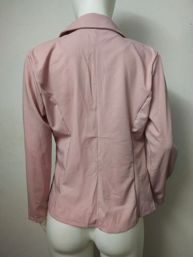 Fashion Casual Office Blazer Solid Colors Slim Jacket Front Open Cardigan V-neck Notched Coats Women Work Wear Business Clothing