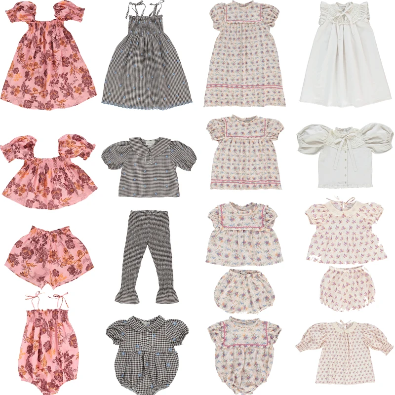 

Детское летнее платье с коротким рукавом и цветочным принтом, 2023