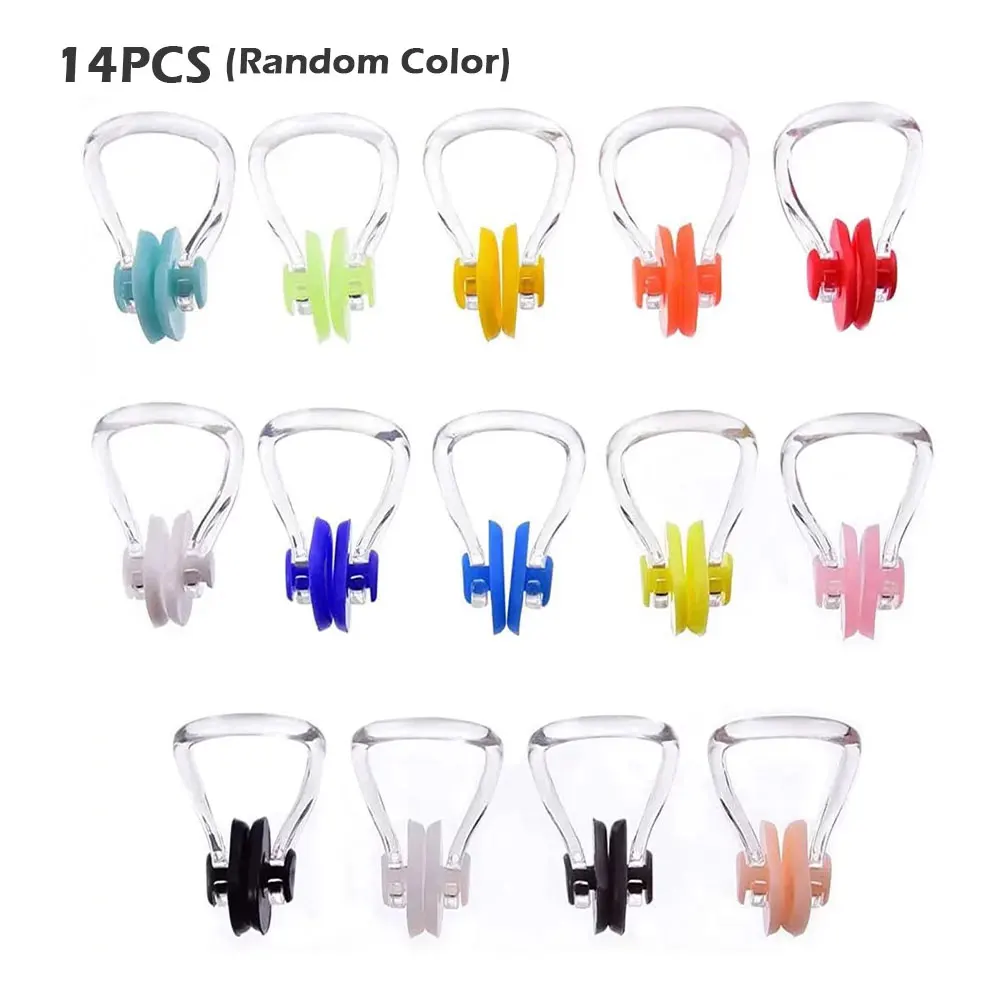 

14 шт. Удобная многоцветная Молодежная Водонепроницаемая силиконовая защита для взрослых и детей мягкая тренировочная клипса для носа для начинающих для бассейна