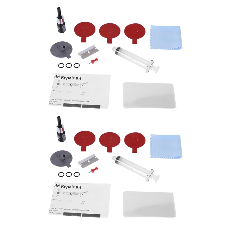 

2Set Windshield Repair Kits Car Window Repair Tools Windscreen Glass Scratch Crack Restore Window Screen Polishing