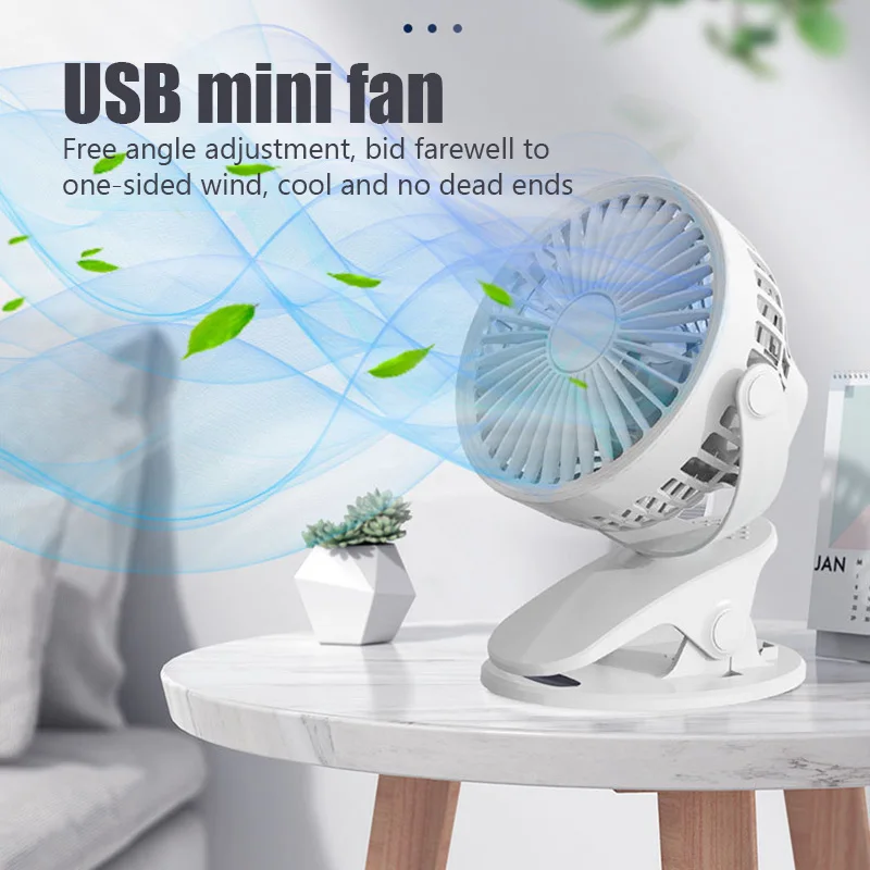 Портативный Настольный USB-вентилятор с клипсой перезаряжаемый настольный