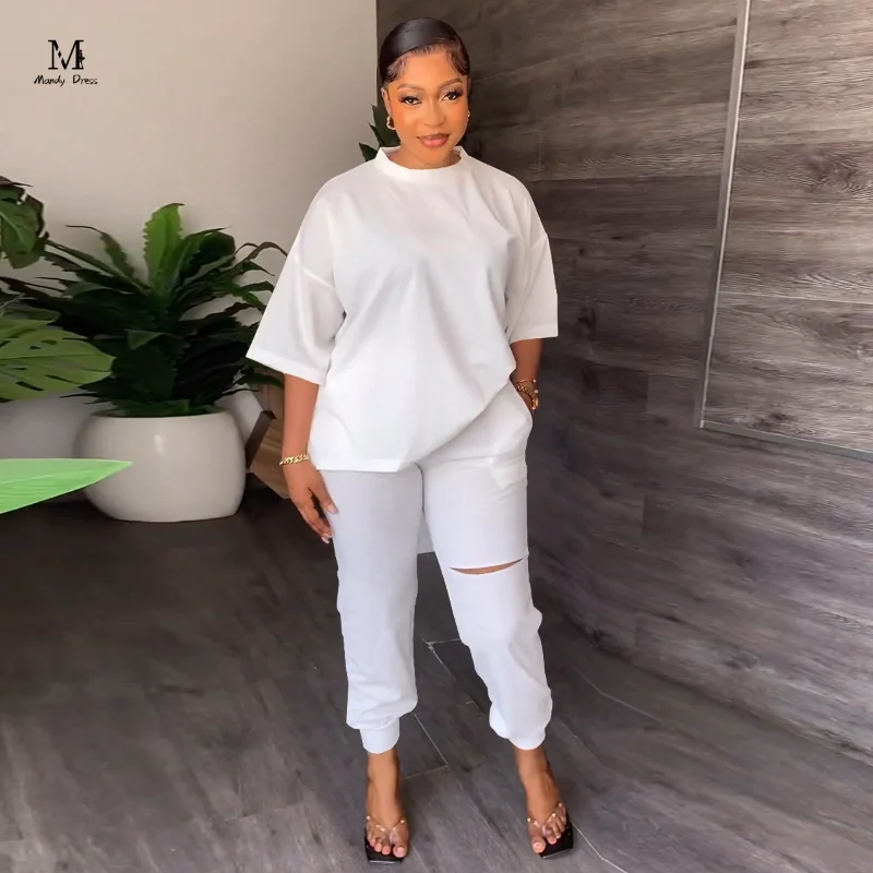 

Женский комплект из двух предметов, футболка и брюки, свободная уличная одежда, комплект из 2 предметов, весна-лето 2023