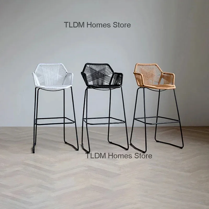 Скандинавские барные стулья креативный барный стул из ротанга кресло со спинкой