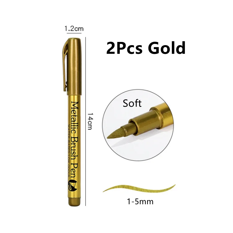 Металлические маркеры, 2 шт., золотые, серебряные, белые