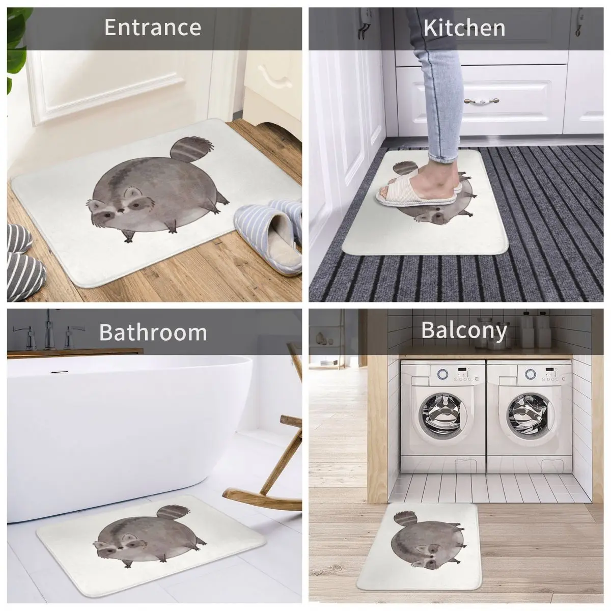 

Bath Mat Chubby Trash Panda Decor 3D Rug Carpet Doormat Anti-slip Entrance Living Room Home Kitchen Durable Bathroom Bedside