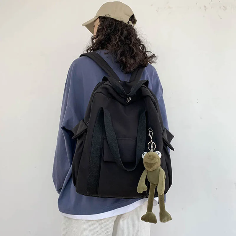 

Рюкзак на молнии в Корейском стиле Харадзюку для подростков, повседневный модный однотонный женский школьный ранец в стиле ins Ulzzang, винтажна...