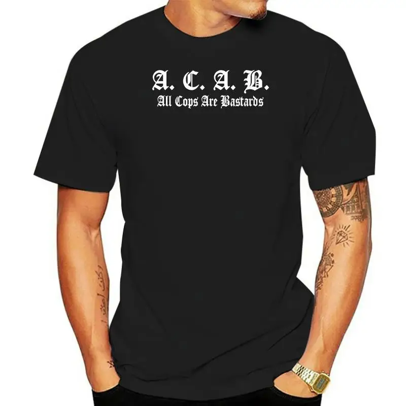 

Gran oferta A.C. A.B. Camiseta con estampado en el pecho, ropa de calle, All Cops are