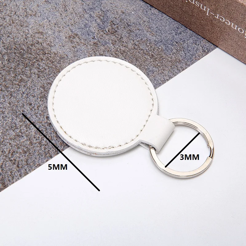 Shuangshuo Simple Creative Leather Round Water Drop Case Key Chain Card Holder Anti-lost Key Ring Bag Pendant Car Keychain 6