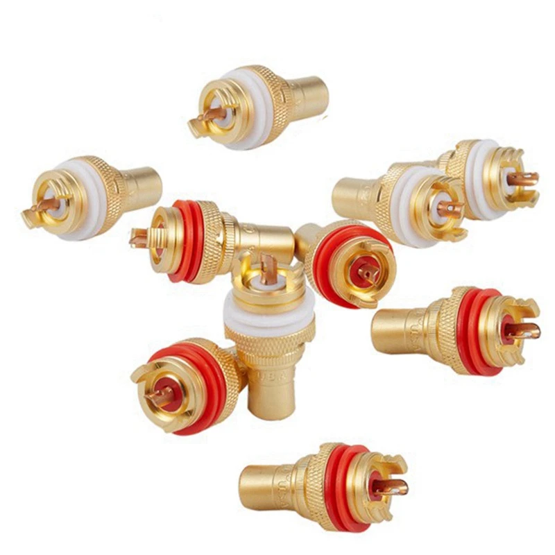 

ABHU 10Pcs RCA Female Jack Socket Gold Plated Amplifier Speaker RCA Soldering Chassis AV Terminal Phono Cable Wire Connector