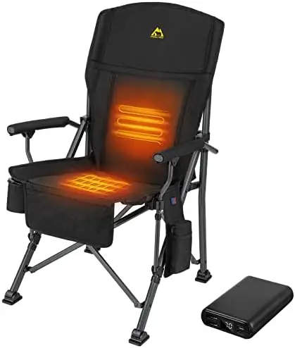 

TREK Camping Chair Heated with Battery Pack & Removable Cushion, Heavy Duty Portable Folding Seat for Outdoor Sports, Beach