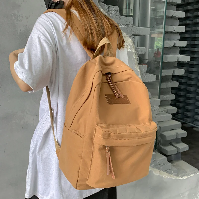 

KUZAI New Washed Canvas Women Backpack Men Cool Solid Travel Bag Kawaii Schoolbag for Teenagers Boy Girl Japanese Style Bookbag