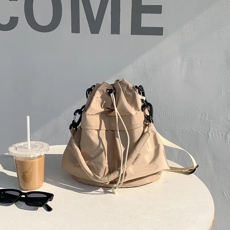 

Индивидуальная сумка-мессенджер через плечо KUNLIYAOI, Повседневная Складная Сумка на шнурке, вместительная портативная нейлоновая женская сумка-ведро