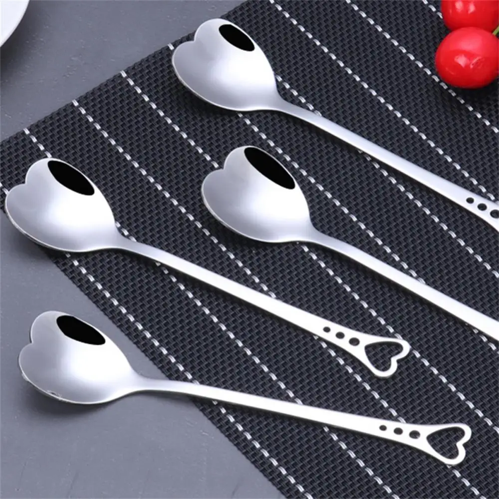 Stainless Steel Coffee Spoon Portable Metal Teaspoon Creative Love Heart Shaped Dinnerware Household Wedding Party Gift