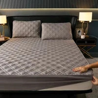 one piece new quilted non slip bed cover protective pad hotel bed protective cover sanding dust cover wholesale