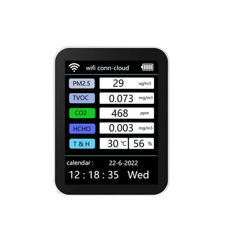 

Temperature Humidity Gas Detector Lcd Display Multifunctional Home Air Quality Tester Hcho Tvoc Co Co2 Formaldehyde Monitor Pm10