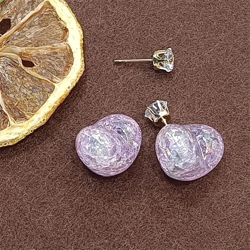 

S925 Silver Needle Korean Style Fashion All-match Love Earrings High-end Small Fresh and Exquisite Ear Jewelry Trendy Women